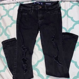 Black ripped jean leggings